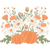 Autumnal Flowers And Pumpkins Illustration