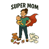 Super mom hero with child cape
