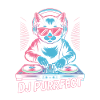 DJ Purrfect gatto con le cuffie sul giradischi
