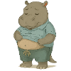 Trauriges Hippo mit Bauchblick