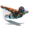 Colour fire swimmers in freestyle