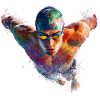 Wasserschwimmer Farbexplosion
