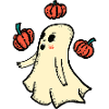 Cuddly spirit with pumpkins