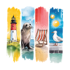 Maritime Lighthouse Seal Seagull Coast
