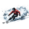 Skiers Deep Snow Freeride Action