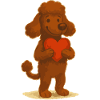 Poodle with Heart Cartoon Love
