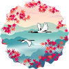 Korean Autumn – Red-crowned Cranes & Maple
