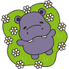 Purple Hippo on Flowering Grass