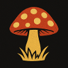 Red hat mushroom in retro style