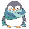 Pingouin douillet en écharpe hivernale