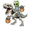Alien Rides Skeleton T-Rex Halloween Dinosaur