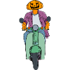 Pumpkin Rider on Mint Scooter