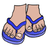 Blaue Flip Flop Füße