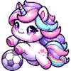 Kawaii Einhorn Fussball Regenbogen Kick