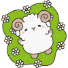 Enchanted sheep in spring