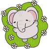 Cute Elephant with Flowers