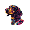 Farbenfroher Hundenkopf Splatterkunst
