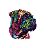 Farbiger Hund Portrait Splatter