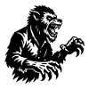 Werewolf silhouette black and white