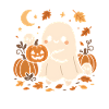 Fantôme d’Halloween avec des citrouilles
