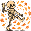 Autumn Dance Skeleton Cartoon
