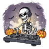 Skeleton DJ Halloween Scene
