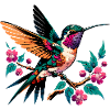 Vibrant Hummingbird on Blooming Branch