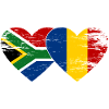 South Africa Romania Flags Heart