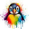 Rainbow Penguin Splash Art