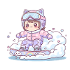 Kawaii Snowboard Fille Arc-en-ciel Mignon