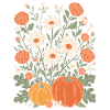 Autumnal Flowers And Pumpkins Illustration