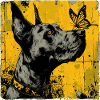 Funny Great Dane and Butterfly