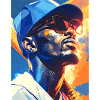 Geometric Neon Portrait Baseball Player