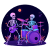 Neon Skeleton Band Jam – Halloween Skirt