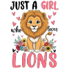 Girl lion cartoon with flower heart