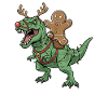 Gingerbread Man Rides T-Rex Christmas Dinosauri