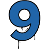 Graffiti Digit Nine Blue Drop