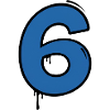 Graffiti Digit 6 Blue
