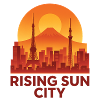 Rising Sun City Skyline Silhouette
