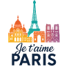 Je t'aime Paris Farbige Skyline Silhouette 