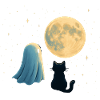 Moonlit Night: Ghost and Cat