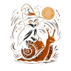 Moonlight cat on snail