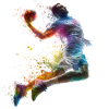 Farbexplosion Handball Sprungwurf