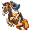 Galloping rider in leap
