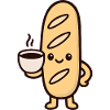 Mascotte Kaffee-Baguette