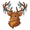 Winter deer with icicles