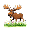 Whimsical Moose in Spring Meadow