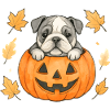 Bulldog in a Halloween Pumpkin