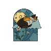 Sleeping cat in stained glass window