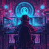 Cyber Gamer Neon Artwork